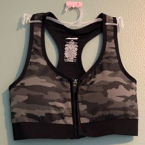 Womens Zip front Sports Bra size Large